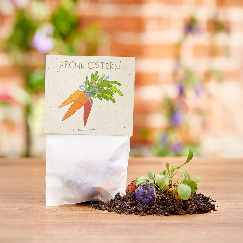 10x5 Flower Marbles in a "Carrots" Bag - Happy Easter — Die Stadtgärtner