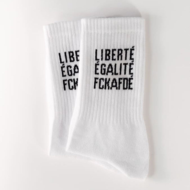 FCKAFDÉ Statement Socken weiß – Bio-Baumwolle, Made in EU — arrel - responsible apparel