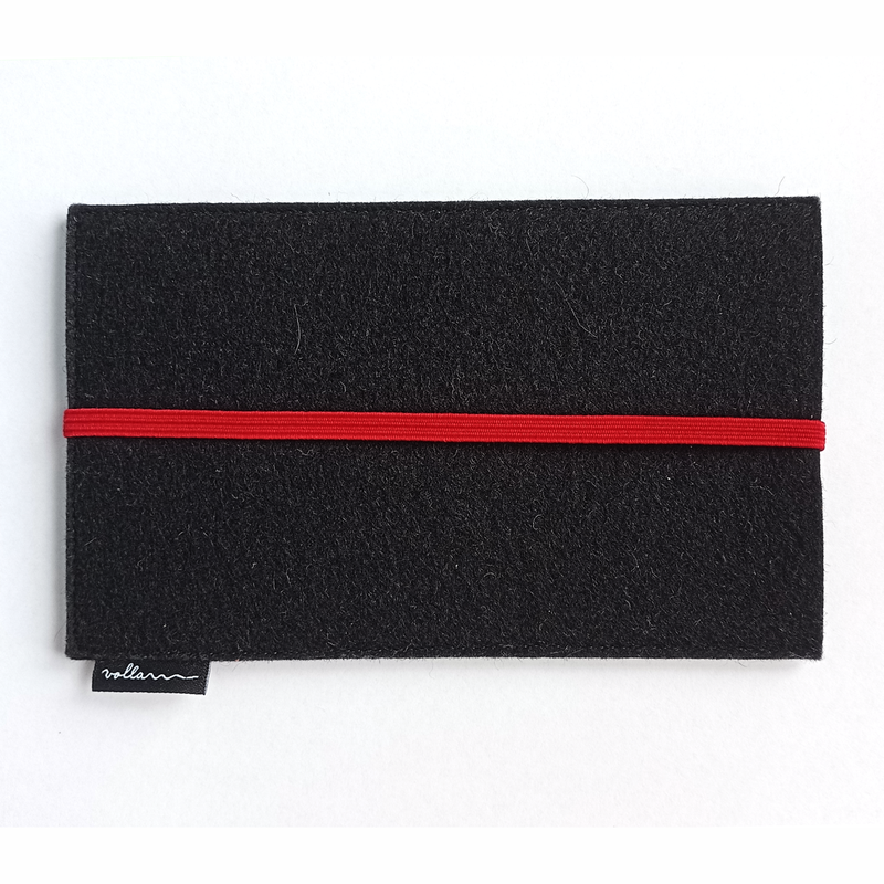Felt Sleeve 22 Black – Handmade Protective Case with Red Strap for Volla Phone 22 — Volla Phones