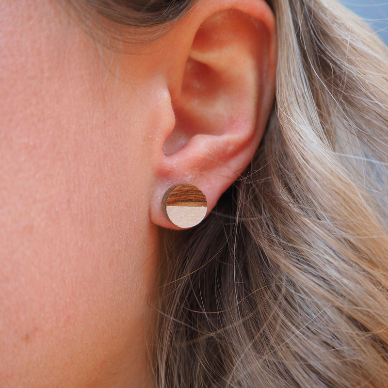Olive Wood Stud Earrings – Handcrafted in Cologne — LIZO