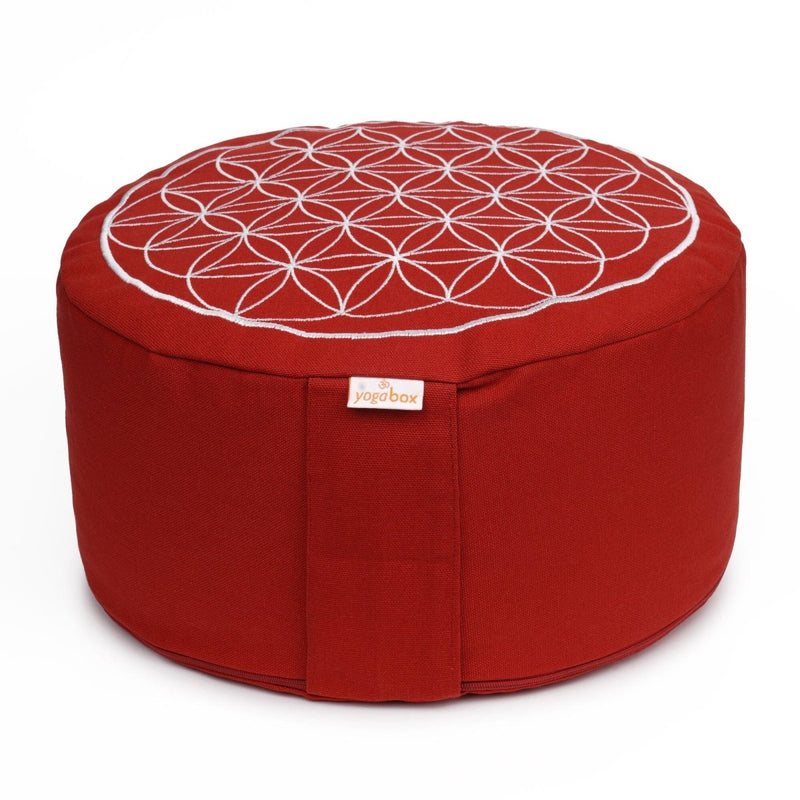 Meditationskissen Glückssitz® Blume des Lebens – Buchweizenschalen, 15 cm — YOVANA GmbH • yogabox.de