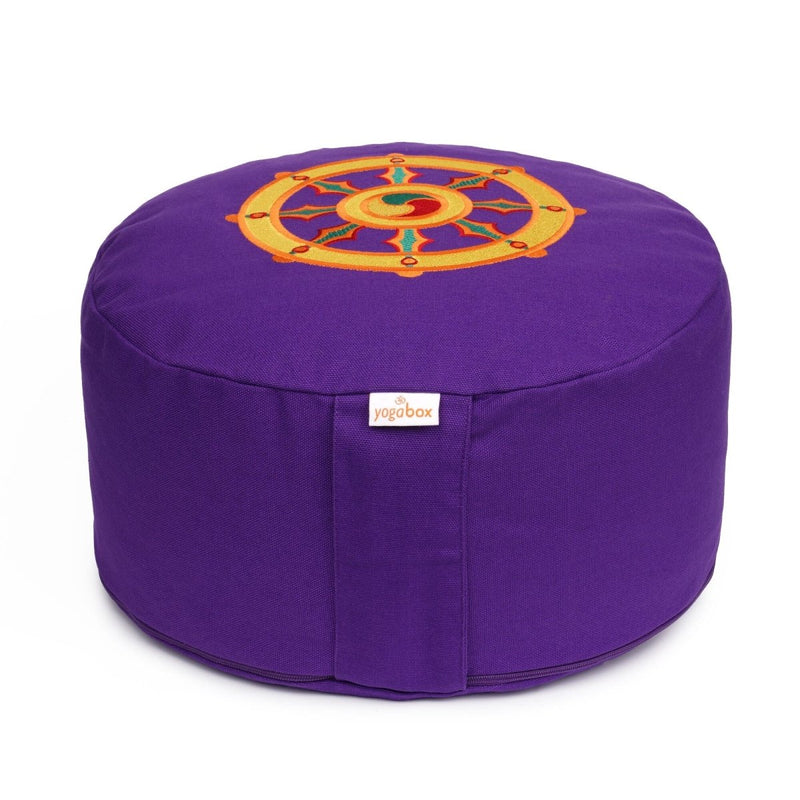 Meditationskissen Glückssitz® Rondo Dharmarad – Buchweizenschalen, 33 cm — YOVANA GmbH • yogabox.de