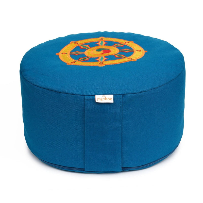 Meditationskissen Glückssitz® Rondo Dharmarad – Buchweizenschalen, 33 cm — YOVANA GmbH • yogabox.de