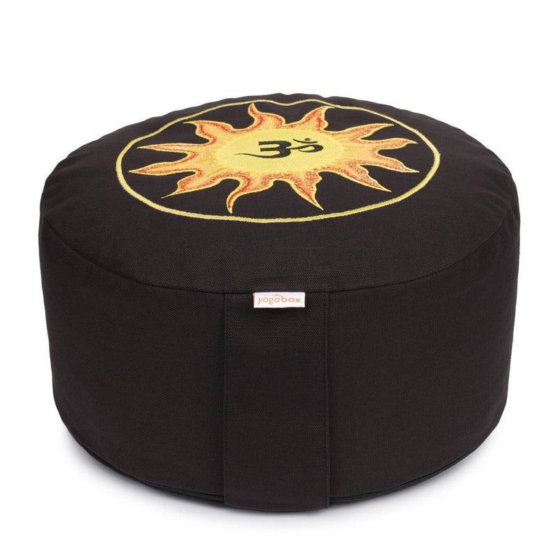 Meditationskissen Glückssitz® Sonne O M Stick – ergonomisches Design — YOVANA GmbH • yogabox.de