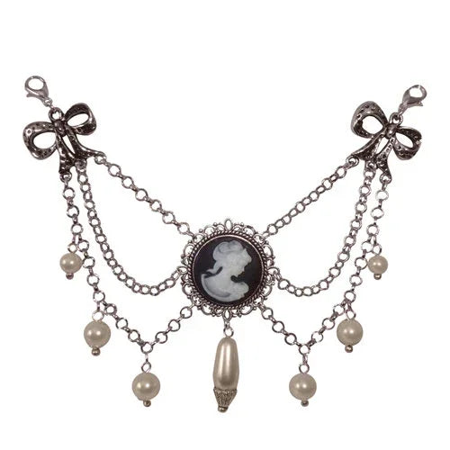Women's Bodice Chain with Gem, Pearl Drops & Bows | 3-row, 15 cm — I bin I Schmuck und Werk