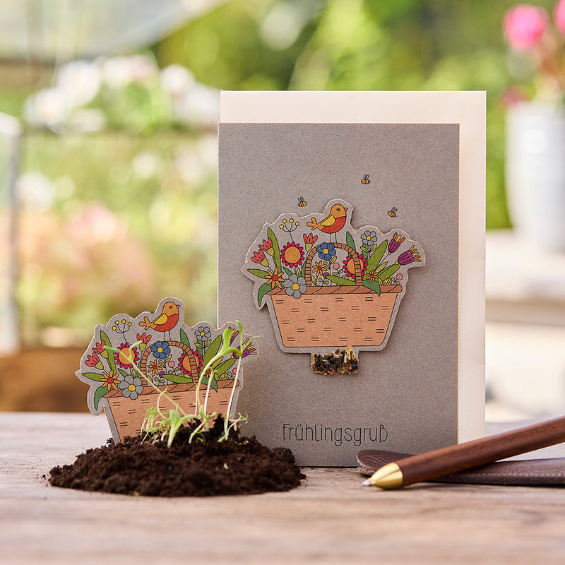 Osterkarte „Frühlingsgruß“ mit Saatgut – Wildblumenmischung — Die Stadtgärtner
