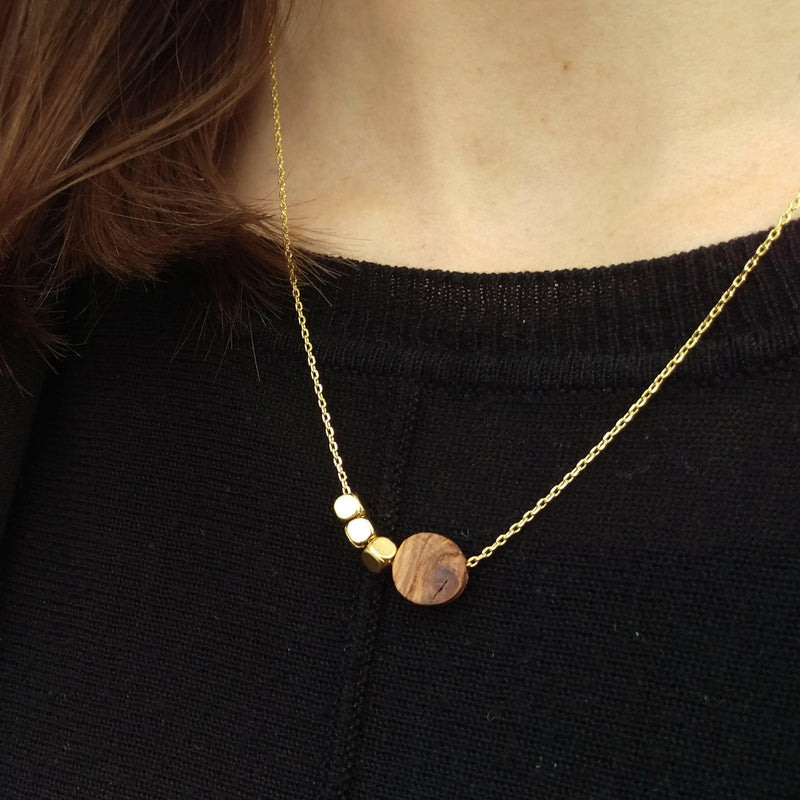 Short Necklace Olive Wood & Stainless Steel – handcrafted in Cologne — LIZO