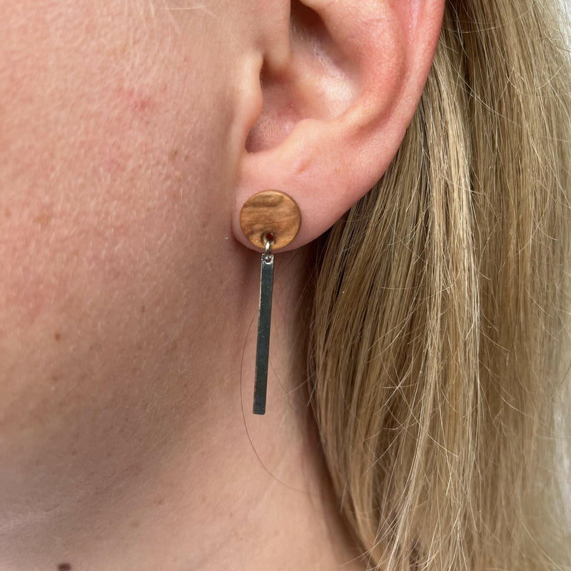 Olive wood stud earrings – handmade in Cologne — LIZO