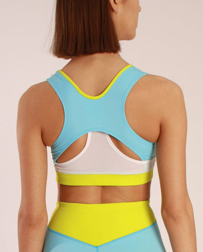 Sports Bra Eyemouth Pale Blue – Underbust band with mesh insert, ECONYL®