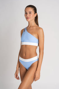 Cotton Beach Bikini Top Light Blue – Asymmetrical with Cut Out — Ansicht 2