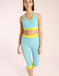Capri Stratoni Pale Blue – ¾ Sports Trousers High Waist | ECONYL® Contrast Waistband — Ansicht 1