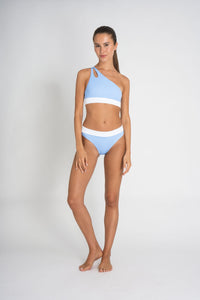 Cotton Beach Bikini Top Light Blue – Asymmetrical with Cut Out — Ansicht 5