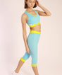 Capri Stratoni Pale Blue – ¾ Sporthose High Waist | ECONYL® Kontrastbund