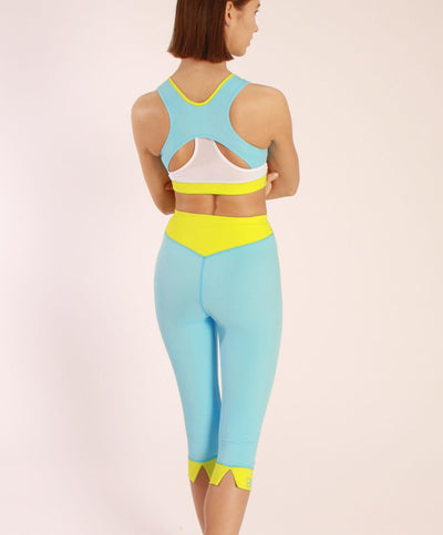 Capri Stratoni Pale Blue – ¾ Sports Trousers High Waist | ECONYL® Contrast Waistband