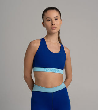 Sportsbra Lagonisi Ultramarine – Mittlerer Halt, Rückentasche, Recyceltes Material