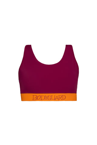 Sportsbra Lagonisi – Bordeaux | Mittelstarker Halt | Rückentasche | Recyceltes ECONYL®