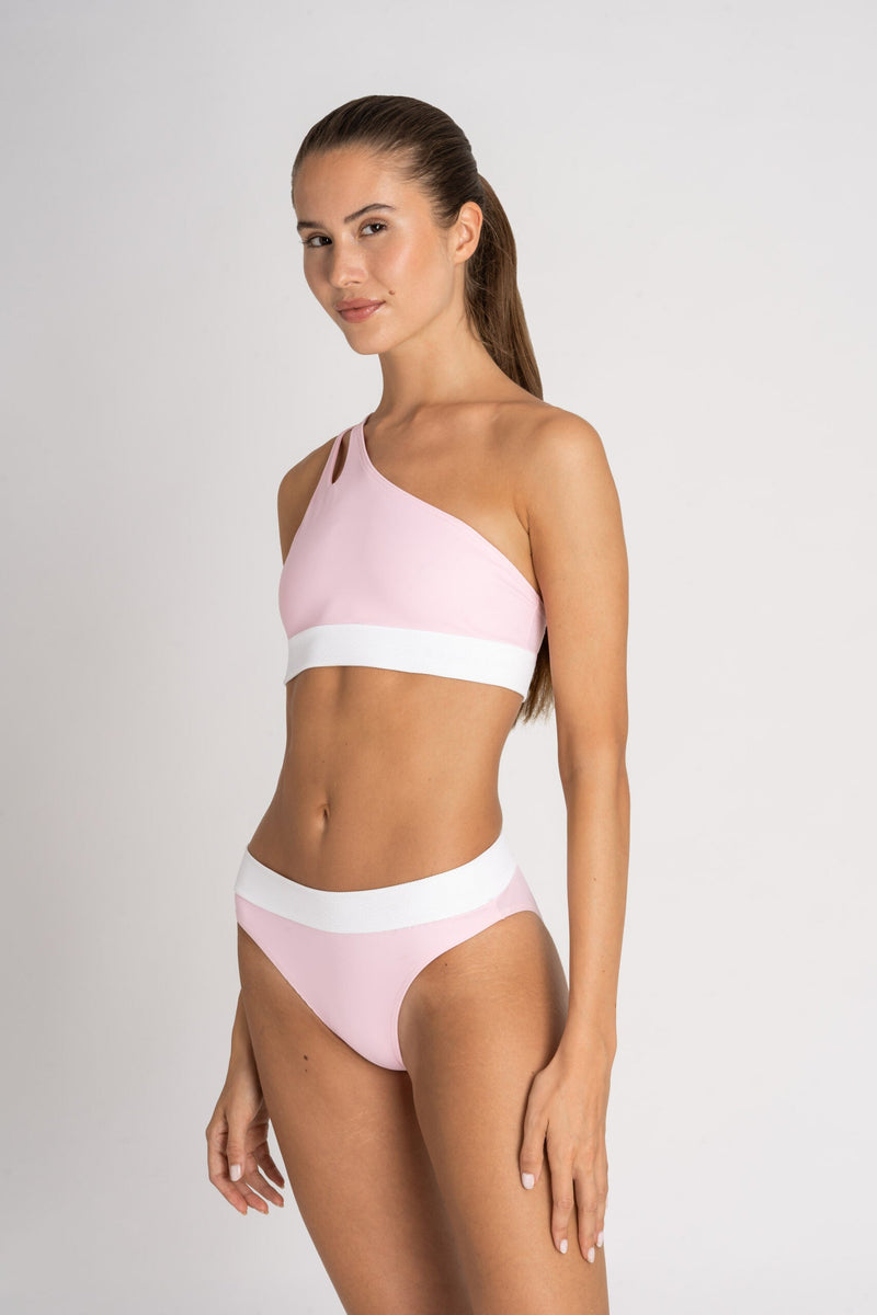 Cotton Beach Bikini Bottoms High Waist Pink – recycled ECONYL® — Ansicht 2