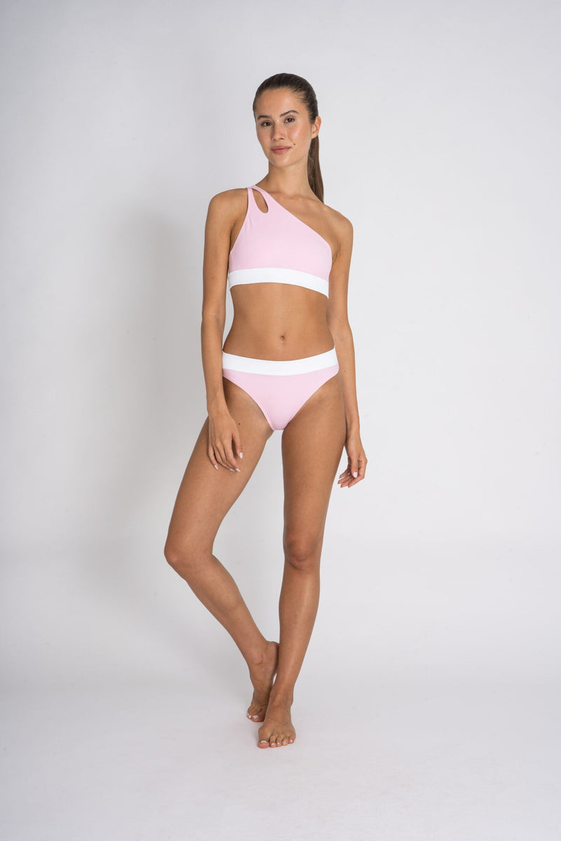 Cotton Beach Bikini Top Pink – Recycled ECONYL®, asymmetrical — Ansicht 4