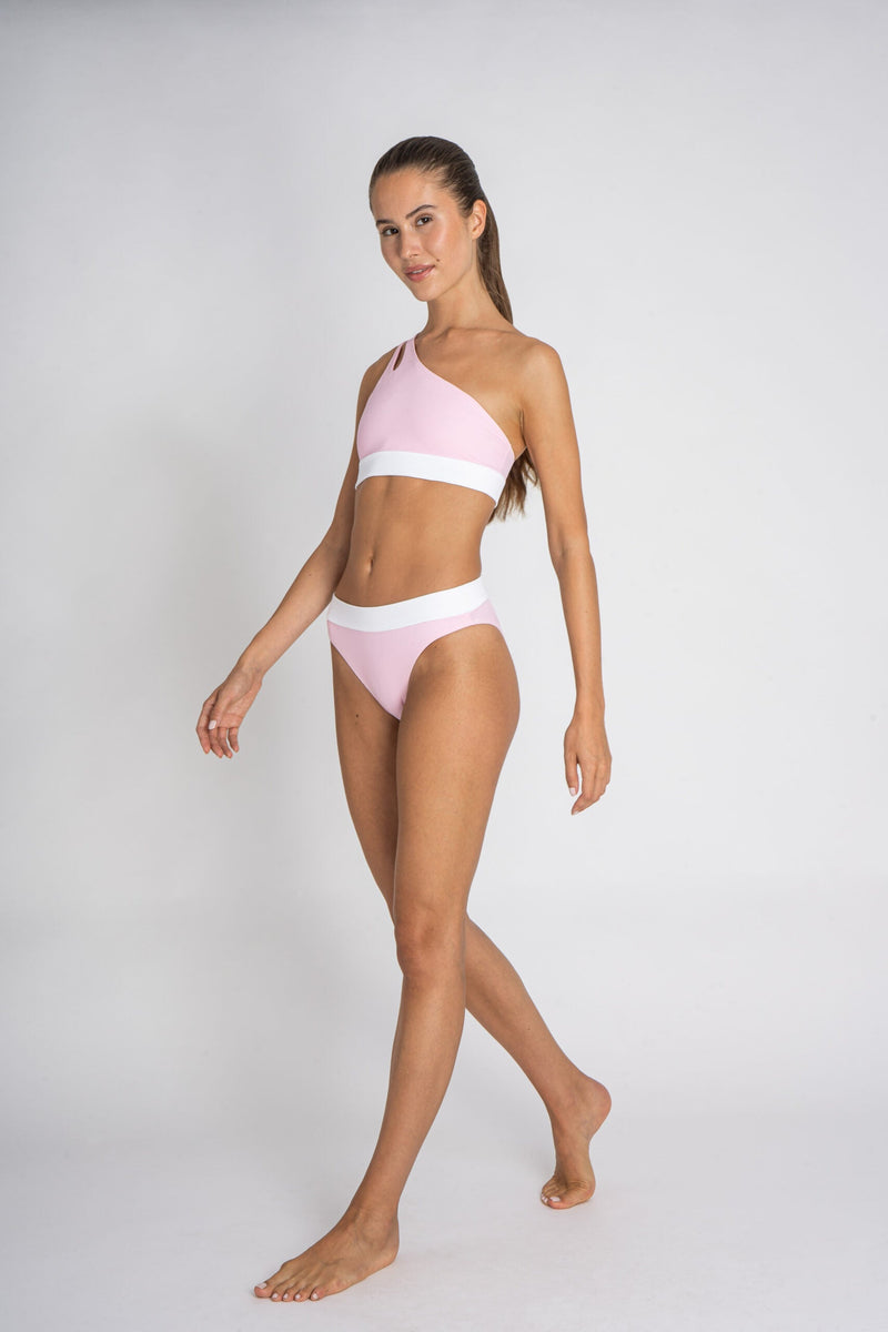 Cotton Beach Bikini Top Pink – Recycled ECONYL®, asymmetrical — Ansicht 3