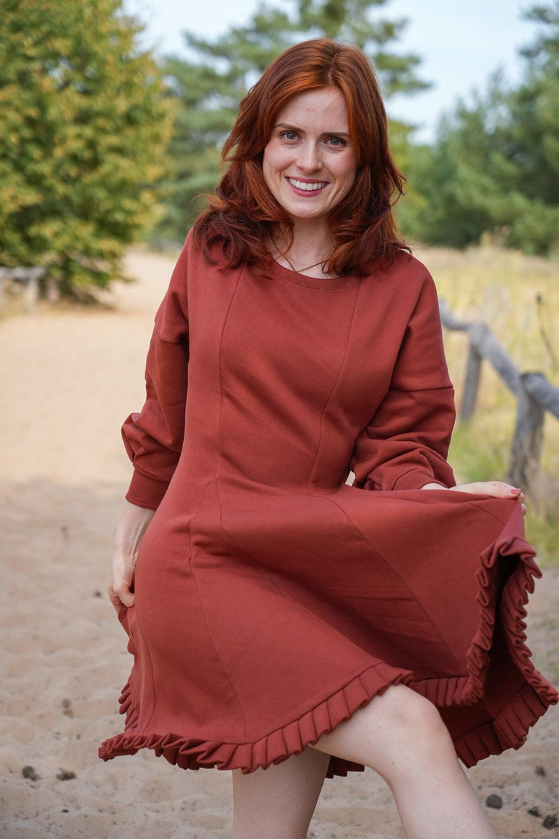 KAYLA Dress Sienna – Organic Cotton, Ruffle Hem, Elegant & Comfortable — Ansicht 6
