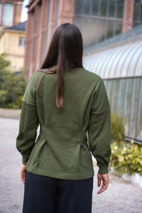 Nayala long sweater green khaki – Organic cotton, elegant & figure-flattering — Ansicht 6
