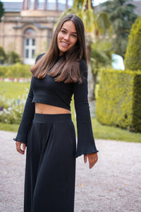 Lya Comfy Pants Black – Bio-Baumwolle High Waist Wide Leg Hose — Ansicht 9