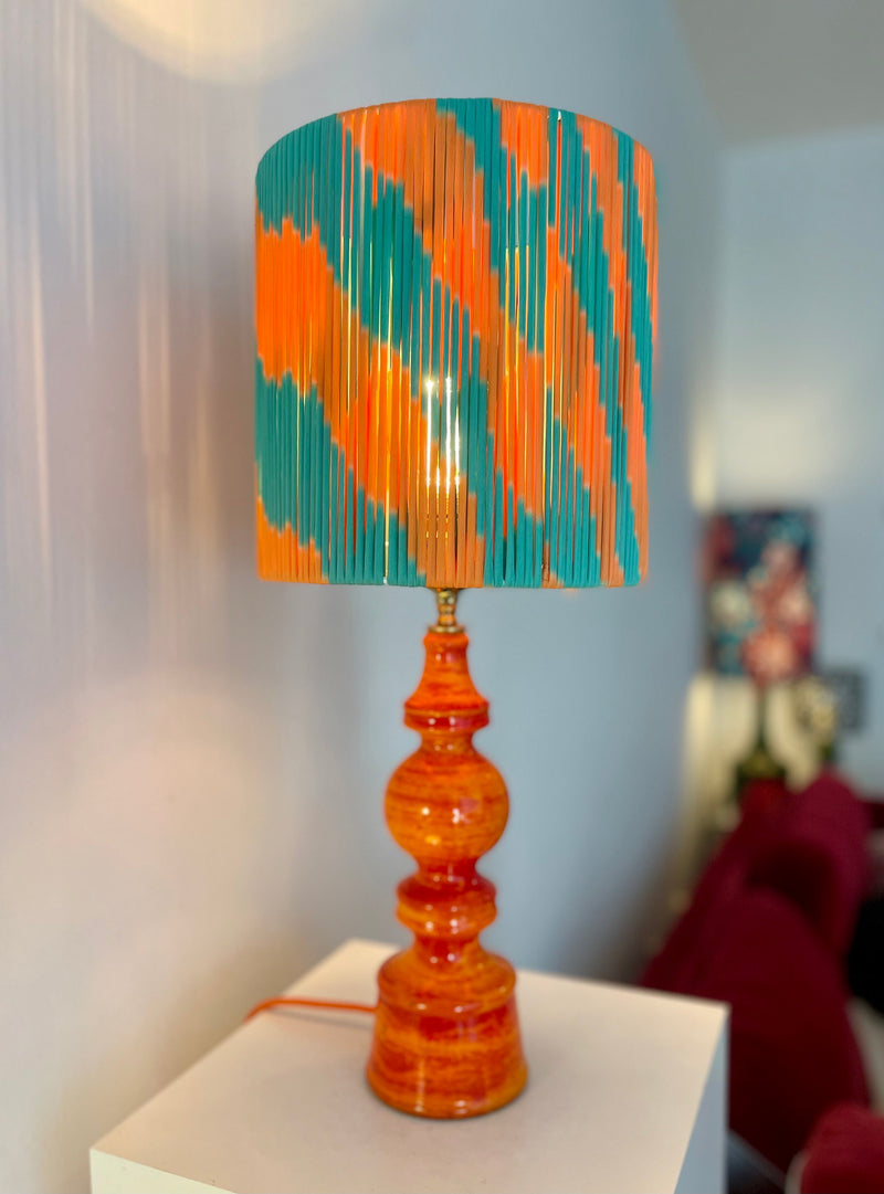 70er Jahre Keramiklampe mit Pop Art String-Schirm — Ansicht 2