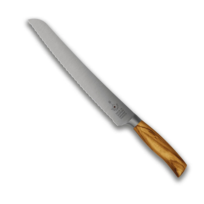 Brotmesser Olive – Gezackte Klinge aus 4034 Edelstahl, Griff aus Olivenholz — F. Herder Messer