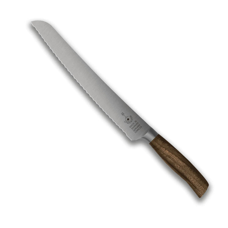Brotmesser mit Walnussholzgriff | Gezackte Klinge 22 cm — F. Herder Messer