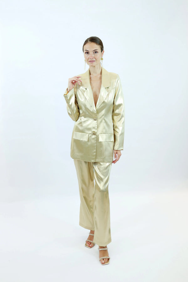 Blazer Farah – Recyceltes Polyester | Goldglanz | Fair gefertigt