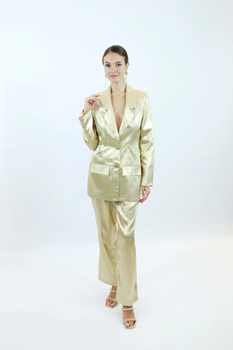 Farah Blazer – Recycled Polyester | Gold Shine | Fairly Crafted — Aline CELI
