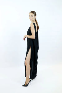 Maxi Dress Sadine - Black Evening Dress Made of Recycled Polyester — Ansicht 2