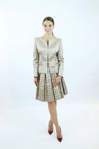 Sustainable Fabric Amika Blazer – Collarless | Chevron Pattern | Fairly Crafted