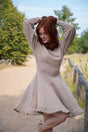 KAYLA dress dune – organic cotton, balloon sleeves, ruffled hem