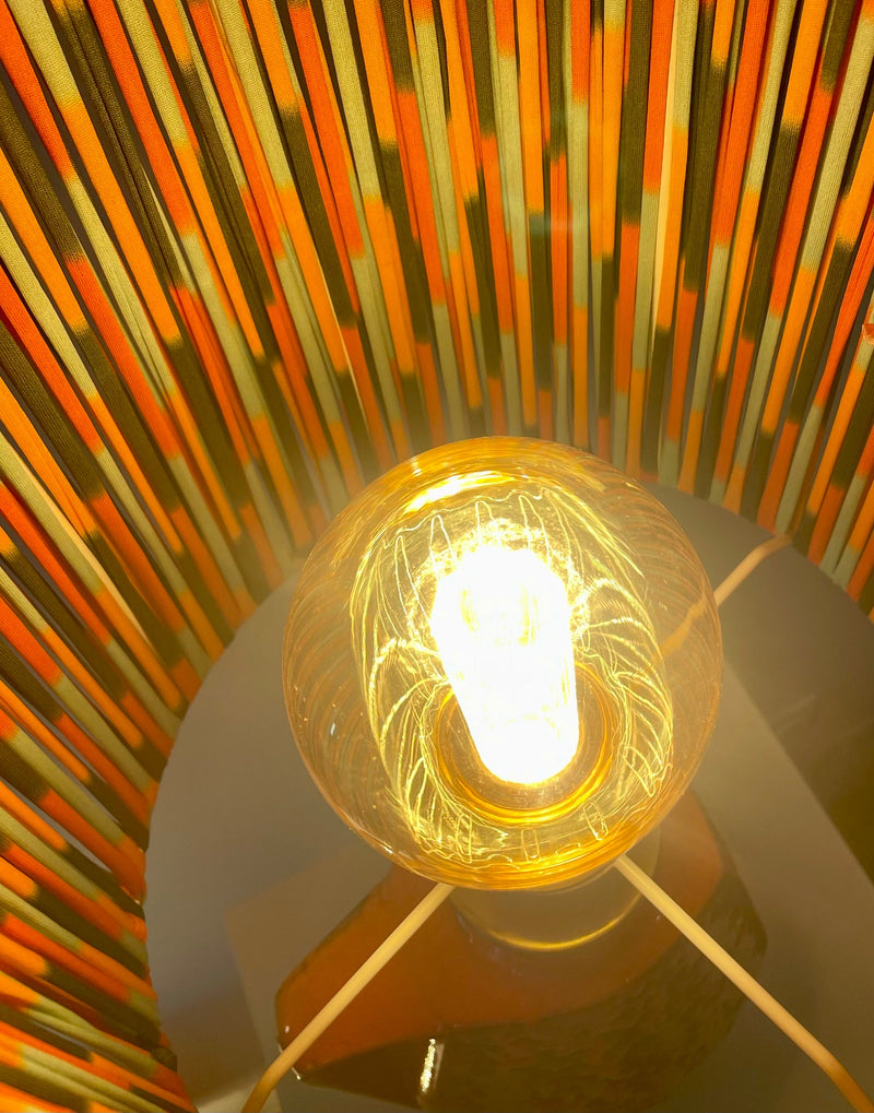 Fat Lava 70er Jahre Tischlampe von S.P. Gerz - mit Pop Weave Schirm — Ansicht 12