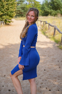 Lya Crop Pullover cobalt blue – Organic Cotton, Trumpet Sleeves, Made in Germany — Ansicht 10