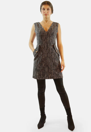 Kleid Laura – Bouclé-Stoff | V-Ausschnitt | Hergestellt in der EU