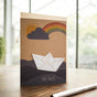 Christening Card "Boat" – Greeting Card with Floral Motif
