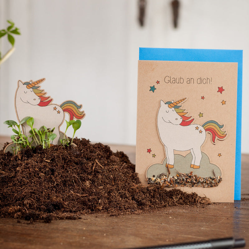 Greeting Card "Believe in Yourself" – Seed Plug Made of Cardboard — Die Stadtgärtner