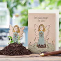 Grußkarte „Schutzengel“ – Blumenstrauss Motiv — Ansicht 1
