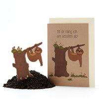 Sloth Greeting Card with Seed Plug - Handmade — Ansicht 2