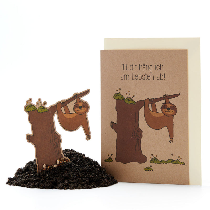 Sloth Greeting Card with Seed Plug - Handmade — Ansicht 2