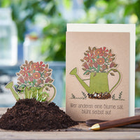 Grußkarte „Wer anderen eine Blume sät“ mit Saatstecker – Natronkraft DIN A6 — Ansicht 1