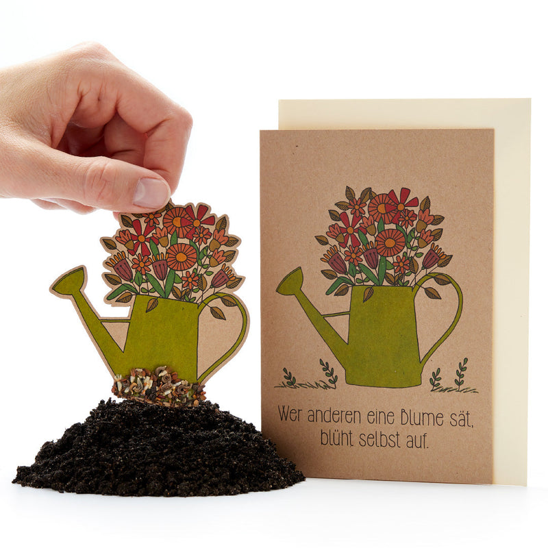 Grußkarte „Wer anderen eine Blume sät“ mit Saatstecker – Natronkraft DIN A6 — Ansicht 2