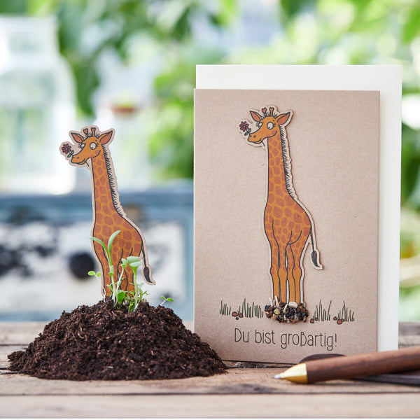 Grußkarte „Du bist großartig“ mit Saatstecker – Natronkraftkarton DIN A6