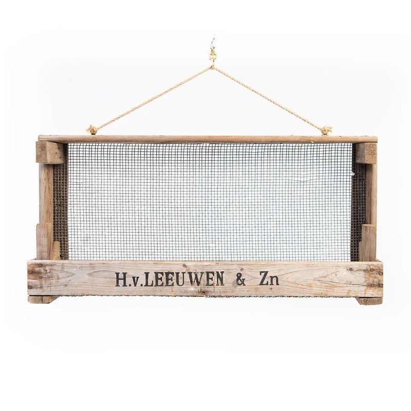 Wide Garden Shelf from Onion Sieve – Vintage Unique Piece | Gold Fittings & Jute Rope | 75×18.5×35.5 cm — Ansicht 2