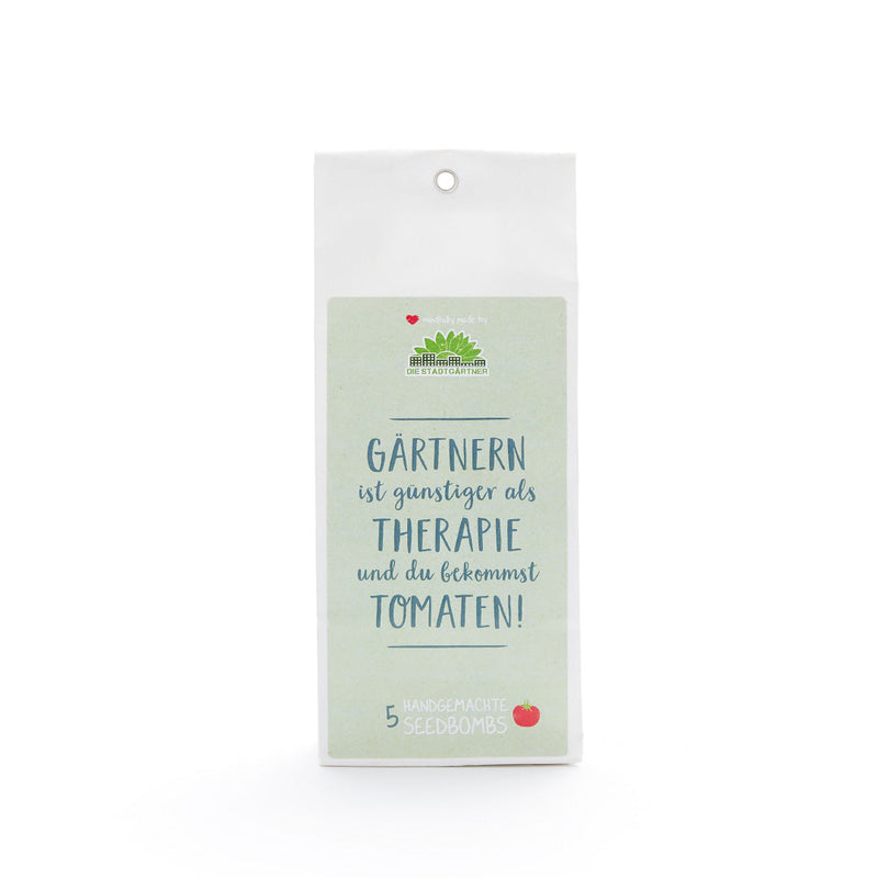 5 Seed Bombs "Gardening is Therapy" Tomato Red Riding Hood Handmade — Ansicht 2