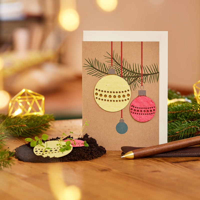 Weihnachtskarte „Weihnachtskugeln“ – Saatpapier zum Einpflanzen — Die Stadtgärtner
