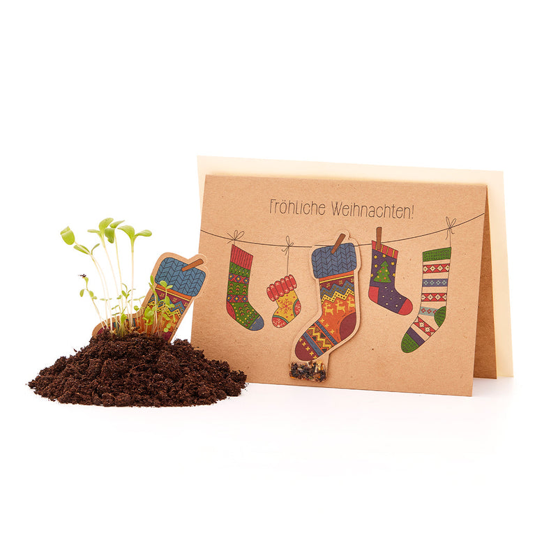 Weihnachtskarte „Socken“ – Saatstecker mit Wildblumensamen — Ansicht 2