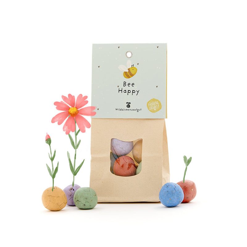 Bee Happy – Colourful Flower Marbles with 8 Wildflower Seed Balls — Die Stadtgärtner